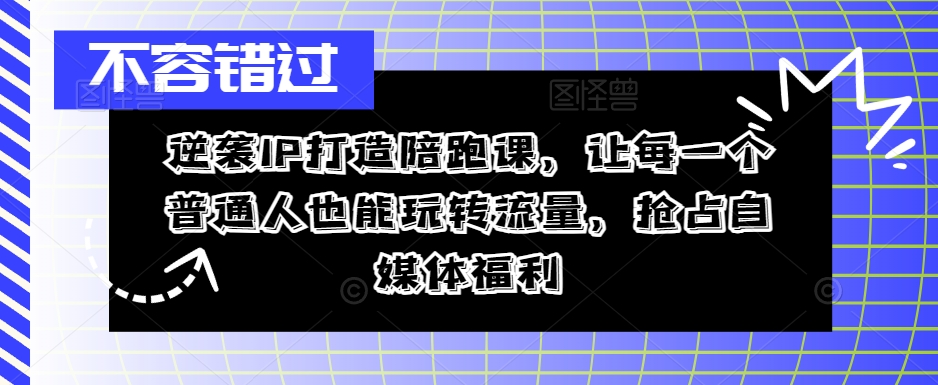 逆袭IP打造陪跑课，让每一个普通人也能玩转流量，抢占自媒体福利-云泽轻创网