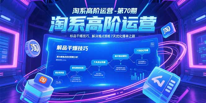 淘系高阶运营-第70期，标品干爆技巧，解决难点策略，大佬操盘方法-云泽轻创网