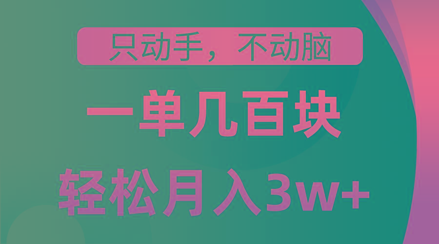 只动手不动脑，一单几百块，轻松月入3w+，看完就能直接操作，详细教程-云泽轻创网