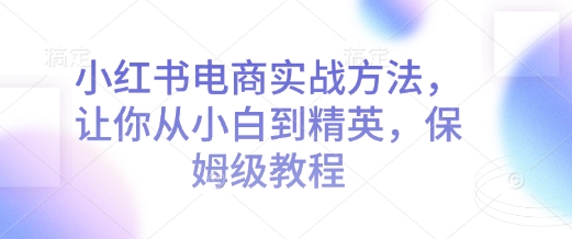 小红书电商实战方法，让你从小白到精英，保姆级教程-云泽轻创网