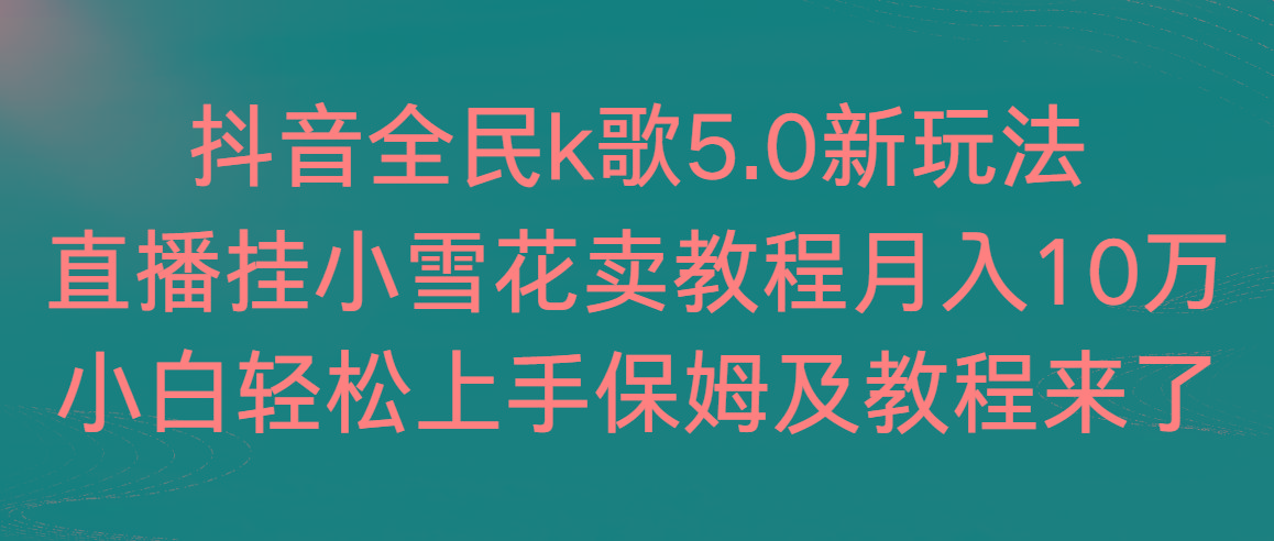 抖音全民k歌5.0新玩法，直播挂小雪花卖教程月入10万，小白轻松上手，保…-云泽轻创网