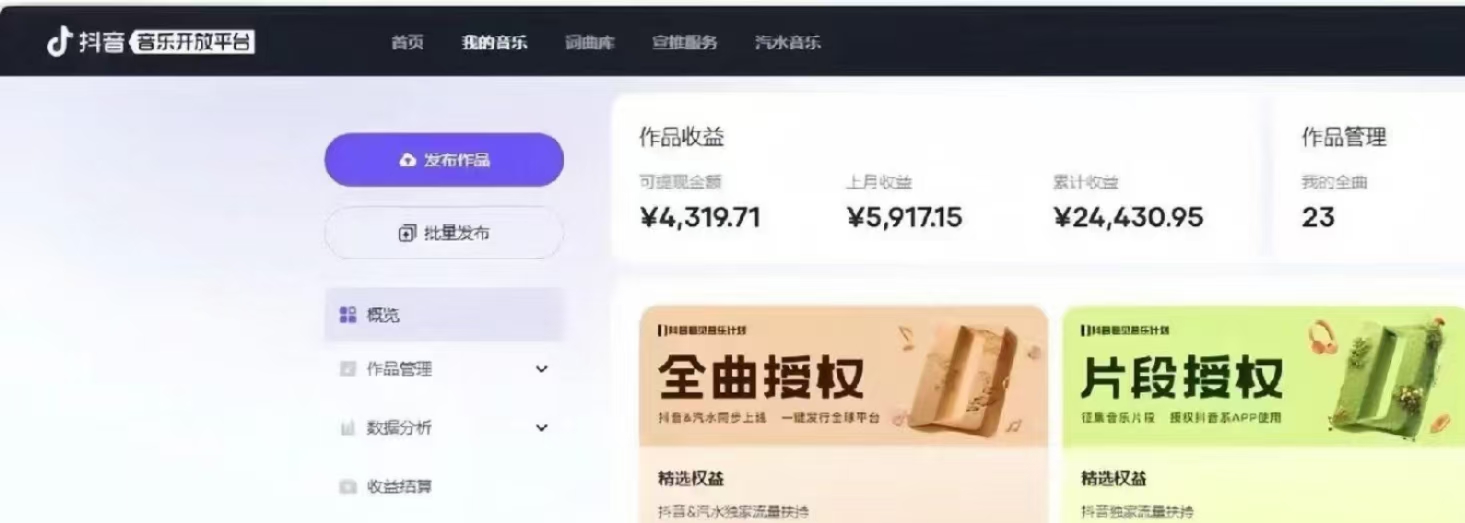 抖音汽水音乐人计划无脑月入5000+操作简单实操已落地-云泽轻创网