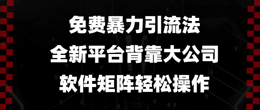 免费暴力引流法，全新平台，背靠大公司，软件矩阵轻松操作-云泽轻创网