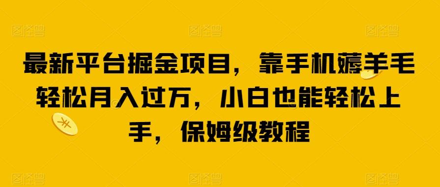 最新平台掘金项目，靠手机薅羊毛轻松月入过万，小白也能轻松上手，保姆级教程【揭秘】-云泽轻创网