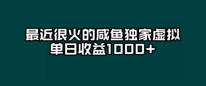 最近很火的咸鱼独家虚拟，单日收益1000+-云泽轻创网