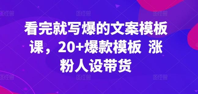 看完就写爆的文案模板课，20+爆款模板  涨粉人设带货-云泽轻创网
