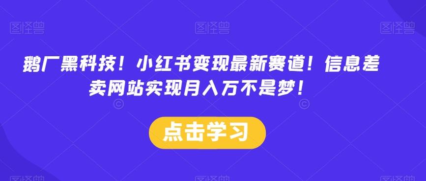 鹅厂黑科技！小红书变现最新赛道！信息差卖网站实现月入万不是梦！-云泽轻创网