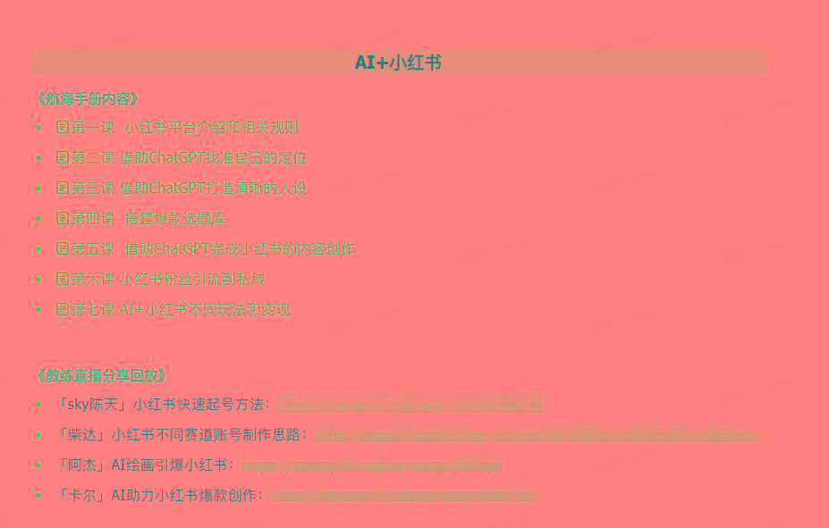 图片[2]-(9351期)AI破局手册+教练分享合集：AI提示词/AI+小红书 /AI+公众号/AI+绘画/AI编程-云泽轻创网
