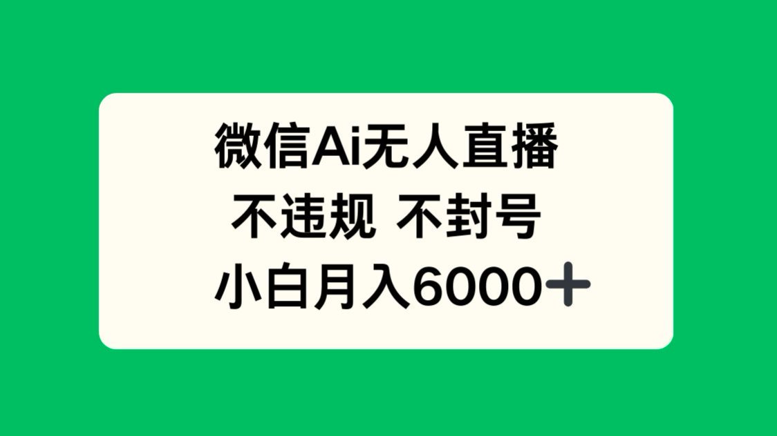 微信AI无人直播，不违规 不封号 ，小白月入6000+-云泽轻创网