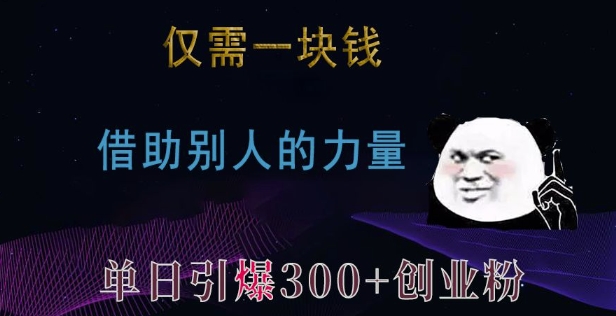 仅需一块钱，借助别人的力量，单日引爆300+创业粉、兼职粉【揭秘】-云泽轻创网