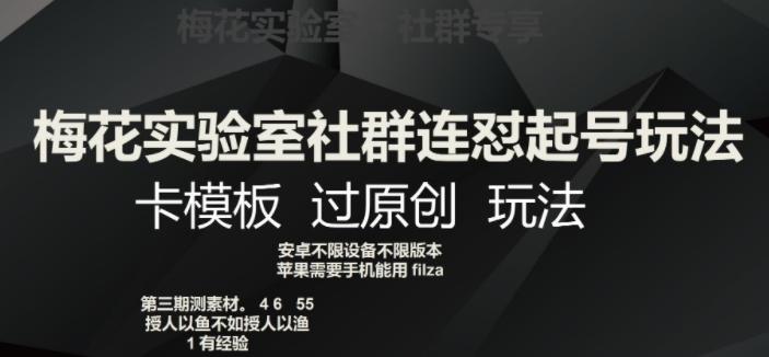 梅花实验室社群连怼起号玩法，卡模板过原创玩法【揭秘】-云泽轻创网