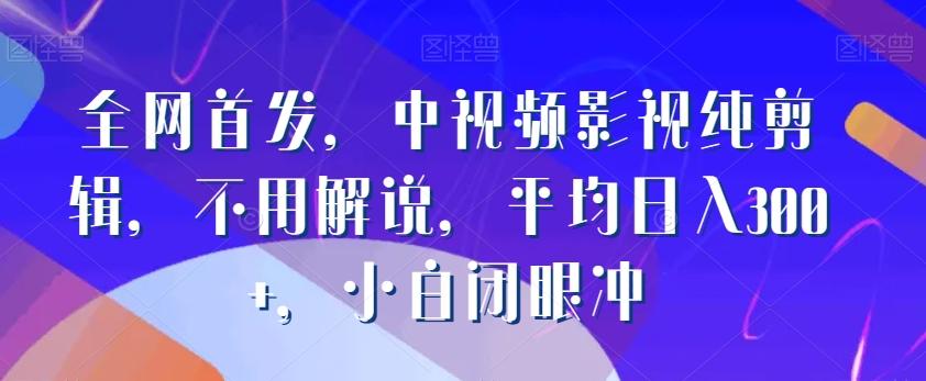 全网首发，中视频影视纯剪辑，不用解说，平均日入300+，小白闭眼冲-云泽轻创网
