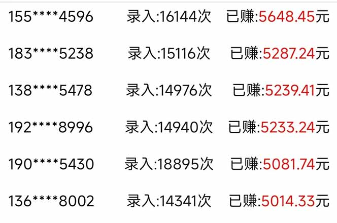 信息录入，几秒一单，只需一部手机，小白轻松上手，日入500＋-云泽轻创网