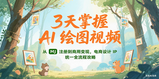 3天掌握AI绘图视频,从MJ 注册到商用变现,电商设计IP统一全流程攻略-云泽轻创网