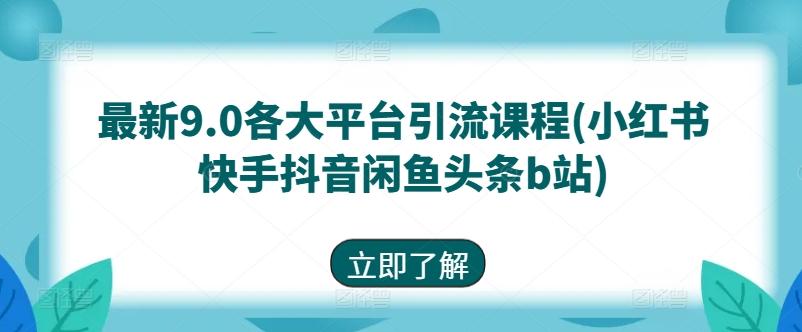 最新9.0各大平台引流课程(小红书快手抖音闲鱼头条b站)-云泽轻创网