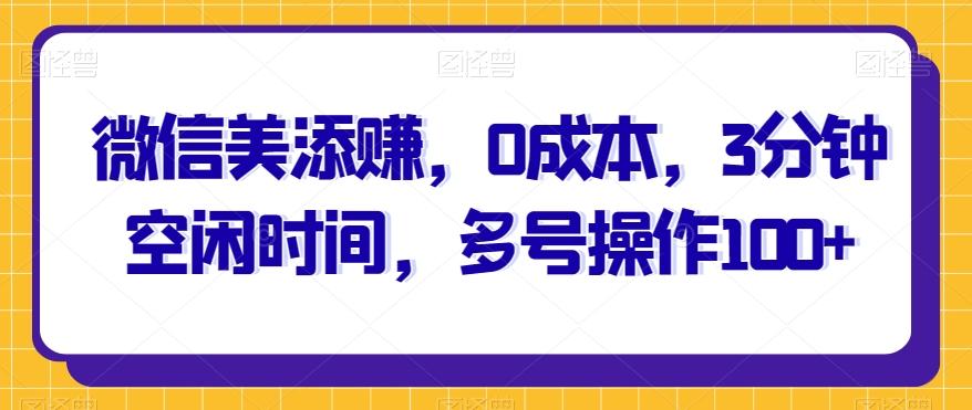 微信美添赚，0成本，3分钟空闲时间，多号操作100+-云泽轻创网