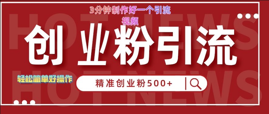 快手被动引流创业粉500+的玩法，3分钟制作好一个引流视频，轻松简单好操作【揭秘】-云泽轻创网