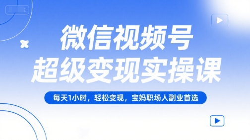 微信视频号超级变现实操课，每天1小时，轻松变现，宝妈职场人副业首选-云泽轻创网