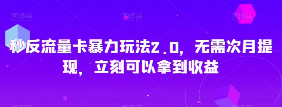 秒反流量卡暴力玩法2.0，无需次月提现，立刻可以拿到收益【揭秘】-云泽轻创网