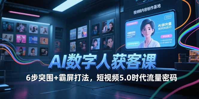 AI数字人获客课，6步突围+霸屏打法，短视频5.0时代流量密码-云泽轻创网
