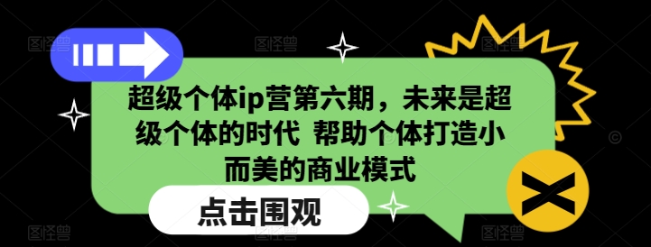 超级个体ip营第六期，未来是超级个体的时代  帮助个体打造小而美的商业模式-云泽轻创网