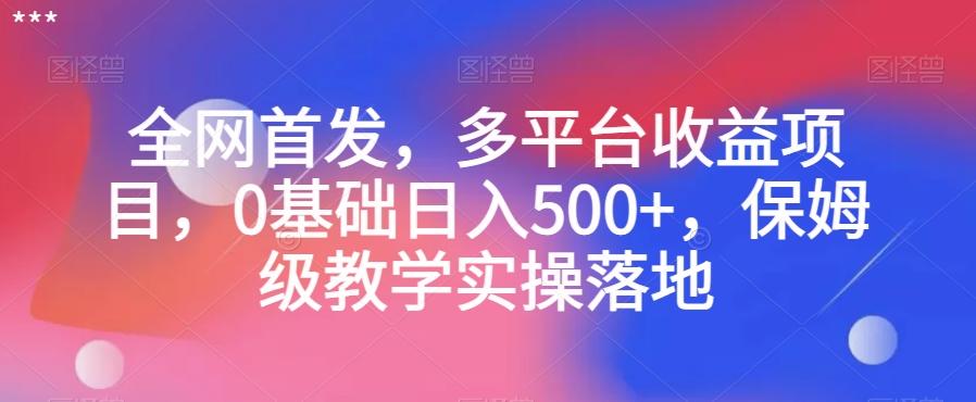 全网首发，多平台收益项目，0基础日入500+，保姆级教学实操落地【揭秘】-云泽轻创网