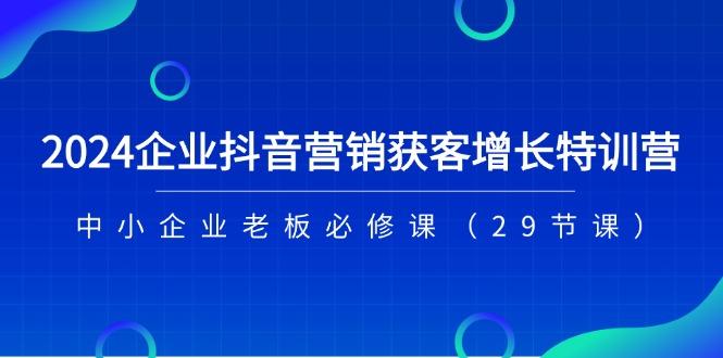 2024企业抖音-营销获客增长特训营，中小企业老板必修课(29节课-云泽轻创网