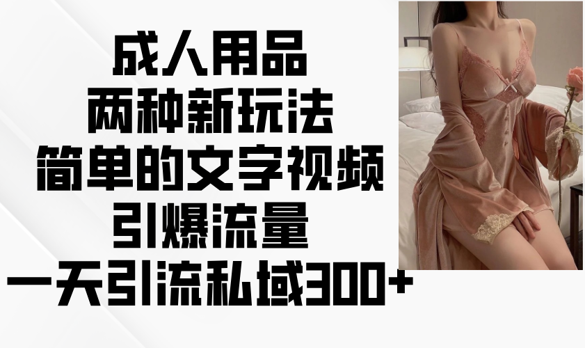 成人用品两种新玩法，简单的文字视频引爆流量，一天引流私域300+-云泽轻创网