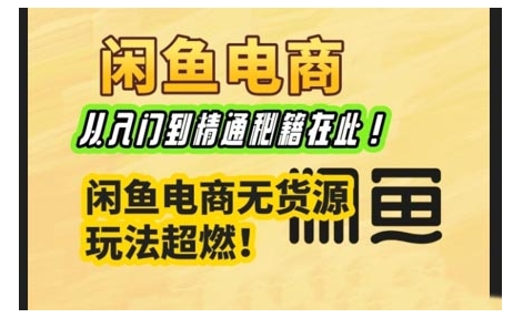 闲鱼电商实战课，从入门到精通秘籍在此，闲鱼电商无货源玩法超燃!-云泽轻创网