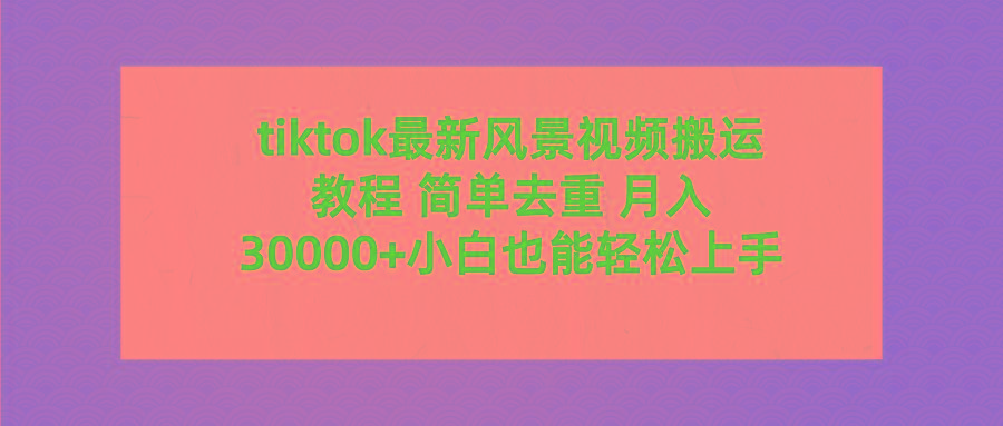 (9804期)tiktok最新风景视频搬运教程 简单去重 月入30000+附全套工具-云泽轻创网