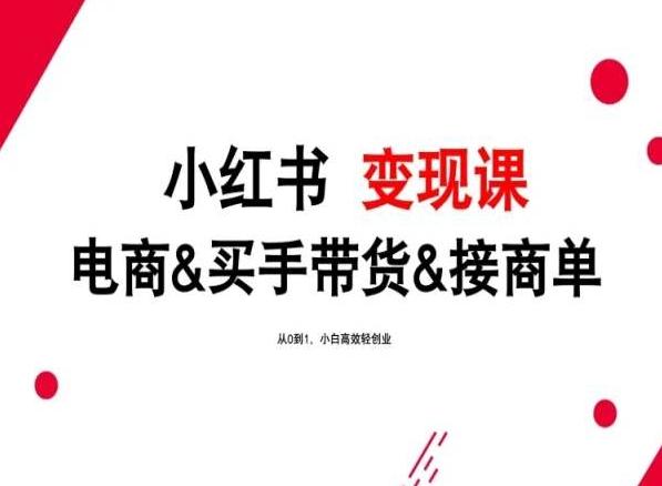 2024年最新小红书变现课，电商&买手带货&接商单，从0到1，小白高效轻创业-云泽轻创网