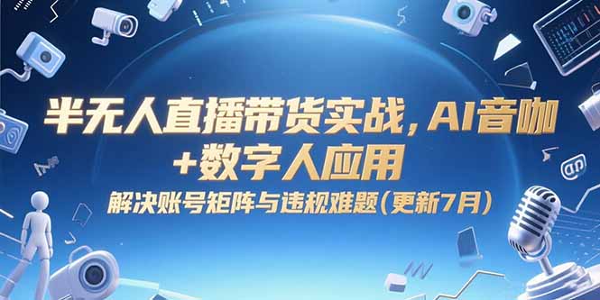 半无人直播带货实战，AI音咖+数字人应用 解决账号矩阵与违规难题(更新7月-云泽轻创网