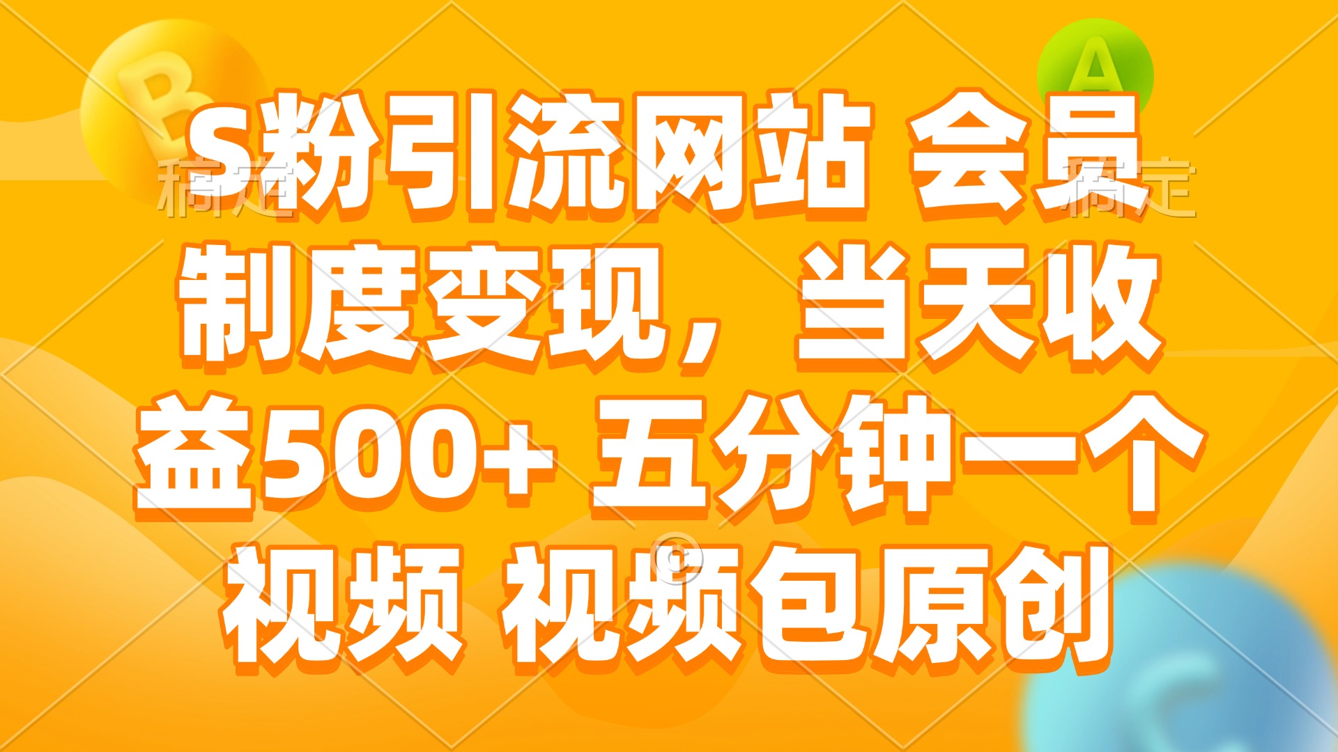 S粉引流网站 会员制度变现，当天收益500+ 五分钟一个视频 视频包原创-云泽轻创网