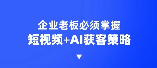 企业短视频AI获客霸屏流量课，6步短视频+AI突围法，3大霸屏抢客策略-云泽轻创网