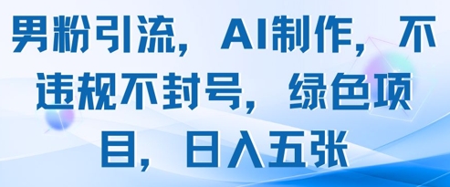 男粉引流，AI制作，不违规不封号，绿色项目，日入五张-云泽轻创网