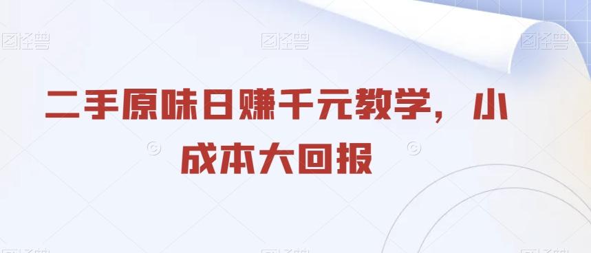 二手原味日赚千元教学，小成本大回报-云泽轻创网