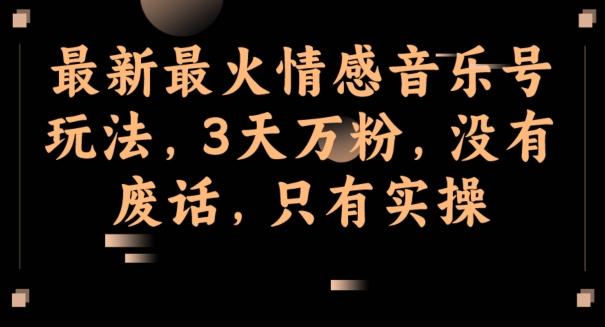 最新最火情感音乐号玩法，3天万粉，没有废话，只有实操-云泽轻创网