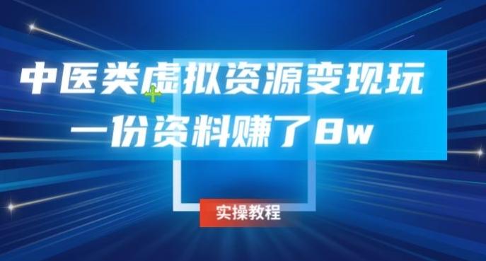 中医类虚拟资源变现玩法，一份资料赚了8w-云泽轻创网