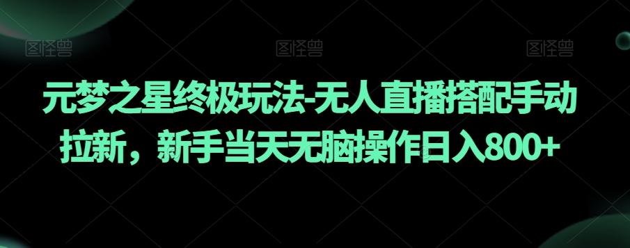 元梦之星终极玩法-无人直播搭配手动拉新，新手当天无脑操作日入800+【揭秘】-云泽轻创网