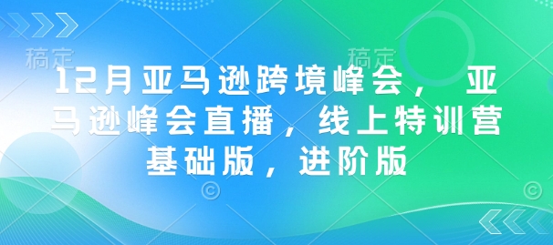 12月亚马逊跨境峰会， 亚马逊峰会直播，线上特训营基础版，进阶版-云泽轻创网