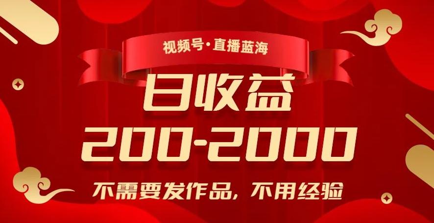 视频号直播蓝海，不需要发作品，不用经验，日入200-2000+【揭秘】-云泽轻创网