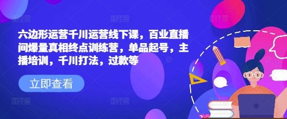 六边形运营千川运营线下课，百业直播间爆量真相终点训练营，单品起号，主播培训，千川打法，过款等-云泽轻创网