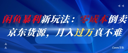 闲鱼暴利新玩法：零成本倒卖京东货源，月入过1W真不难-云泽轻创网