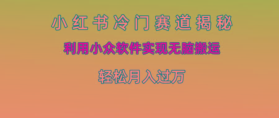 小红书冷门赛道揭秘,利用小众软件实现无脑搬运，轻松月入过万-云泽轻创网