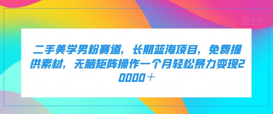 二手美学男粉赛道，长期蓝海项目，无脑矩阵操作一个月轻松暴力变现20000＋-云泽轻创网