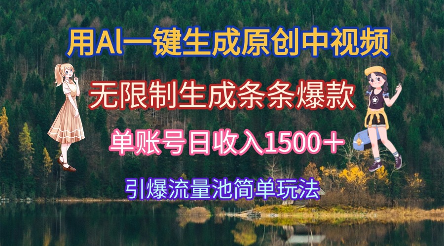 用Al一键生成原创中视频，无限制生成条条爆款，单账号日收入1500＋引爆…-云泽轻创网