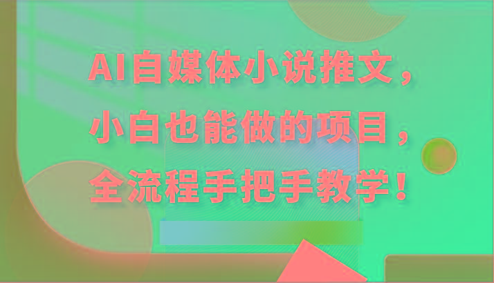 AI自媒体小说推文，小白也能做的项目，全流程手把手教学！-云泽轻创网