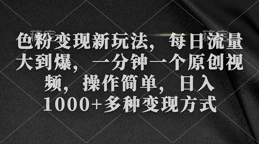 (9282期)色粉变现新玩法，每日流量大到爆，一分钟一个原创视频，操作简单，日入1…-云泽轻创网