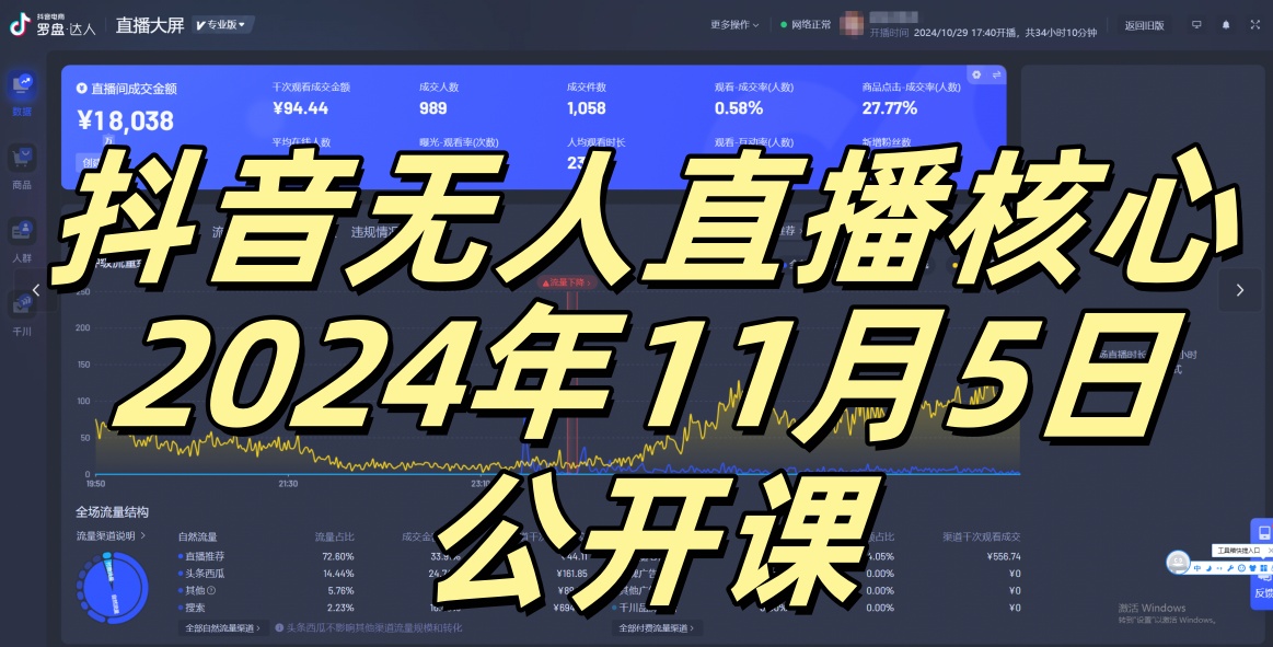 抖音无人直播核心公开课，咸鱼翻身小白可做带有睡后收入月入过万太简单【揭秘】-云泽轻创网