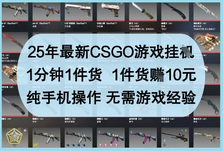 25年最新CSGO游戏挂G，1分钟1件货，1件货挣10元，纯手机操作，无需游戏经验【揭秘】-云泽轻创网